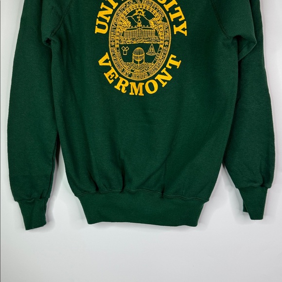 Vintage Velva Sheen University Vermont Green Crewneck Sweatshirt Size Medium 80s - Picture 3 of 8